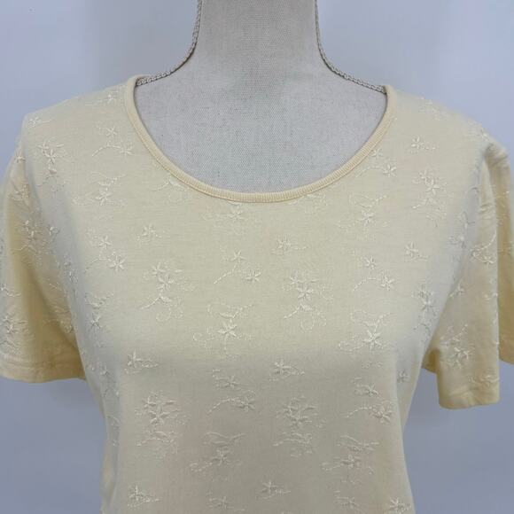 Talbots Yellow Embroidered T-Shirt Size Large Casual Minimalist Streetwear - Picture 3 of 12